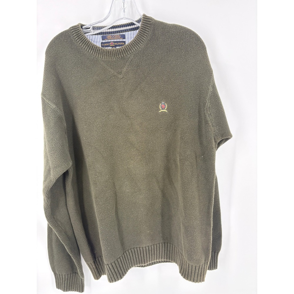 Tommy Hilfiger Mens XL Green Crew Neck Long Sleeve‎ Sweater Knit Pullover